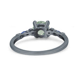 Minimalist Round Natural Stone Art Deco Ring