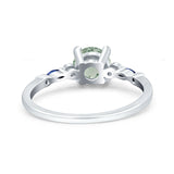 Minimalist Round Natural Stone Art Deco Ring