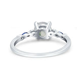 Minimalist Round Natural Stone Art Deco Ring