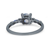 Minimalist Round Natural Stone Art Deco Ring