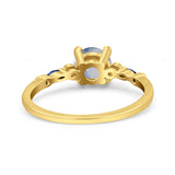 Minimalist Round Natural Stone Art Deco Ring