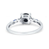 Minimalist Round Natural Stone Art Deco Ring