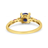 Minimalist Round Natural Stone Art Deco Ring