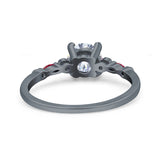 Minimalist Round Natural Stone Art Deco Ring