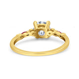 Minimalist Round Natural Stone Art Deco Ring