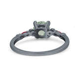 Minimalist Round Natural Stone Art Deco Ring