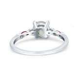 Minimalist Round Natural Stone Art Deco Ring