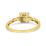 Minimalist Round Natural Stone Art Deco Ring