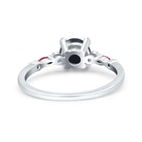 Minimalist Round Natural Stone Art Deco Ring