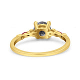 Minimalist Round Natural Stone Art Deco Ring