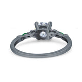 Minimalist Round Natural Stone Art Deco Ring