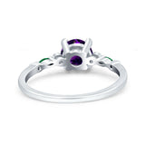 Minimalist Round Natural Stone Art Deco Ring