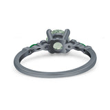 Minimalist Round Natural Stone Art Deco Ring