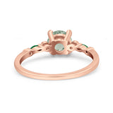 Minimalist Round Natural Stone Art Deco Ring