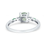 Minimalist Round Natural Stone Art Deco Ring