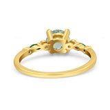 Minimalist Round Natural Stone Art Deco Ring