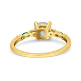 Minimalist Round Natural Stone Art Deco Ring