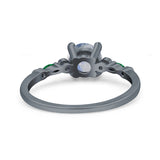 Minimalist Round Natural Stone Art Deco Ring