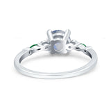 Minimalist Round Natural Stone Art Deco Ring