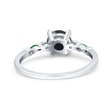 Minimalist Round Natural Stone Art Deco Ring