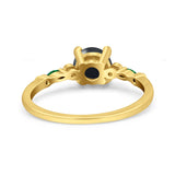 Minimalist Round Natural Stone Art Deco Ring