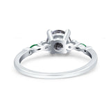 Minimalist Round Natural Stone Art Deco Ring