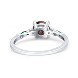 Minimalist Round Natural Stone Art Deco Ring