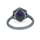 Vintage Style Round Natural Stone Hexagonal Ring