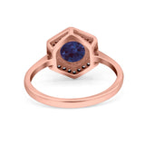 Vintage Style Round Natural Stone Hexagonal Ring