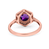 Vintage Style Round Natural Stone Hexagonal Ring