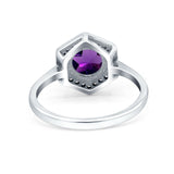 Vintage Style Round Natural Stone Hexagonal Ring