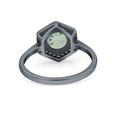 Vintage Style Round Natural Stone Hexagonal Ring