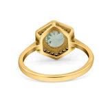 Vintage Style Round Natural Stone Hexagonal Ring