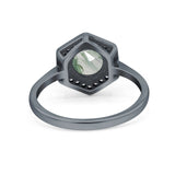 Vintage Style Round Natural Stone Hexagonal Ring