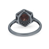 Vintage Style Round Natural Stone Hexagonal Ring