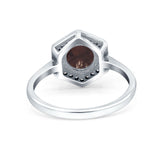 Vintage Style Round Natural Stone Hexagonal Ring
