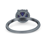 Vintage Style Round Natural Stone Halo Ring