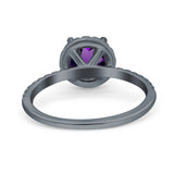 Vintage Style Round Natural Stone Halo Ring