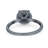 Vintage Style Round Natural Stone Halo Ring