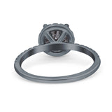 Vintage Style Round Natural Stone Halo Ring