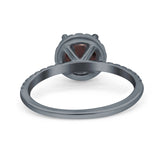 Vintage Style Round Natural Stone Halo Ring