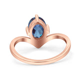 Oval Natural Stone V Midi Band Solitaire Ring