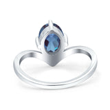 Oval Natural Stone V Midi Band Solitaire Ring