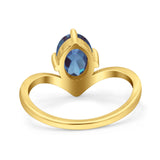 Oval Natural Stone V Midi Band Solitaire Ring