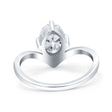 Oval Natural Stone V Midi Band Solitaire Ring