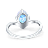 Oval Natural Stone V Midi Band Solitaire Ring