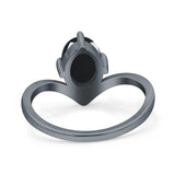 Oval Natural Stone V Midi Band Solitaire Ring