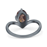 Oval Natural Stone V Midi Band Solitaire Ring