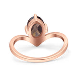 Oval Natural Stone V Midi Band Solitaire Ring