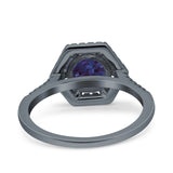 Vintage Style Round Natural Stone Hexagonal Ring